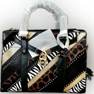 NWT Michael Kors large Hamilton animal oopattern "RARE" satchel bag